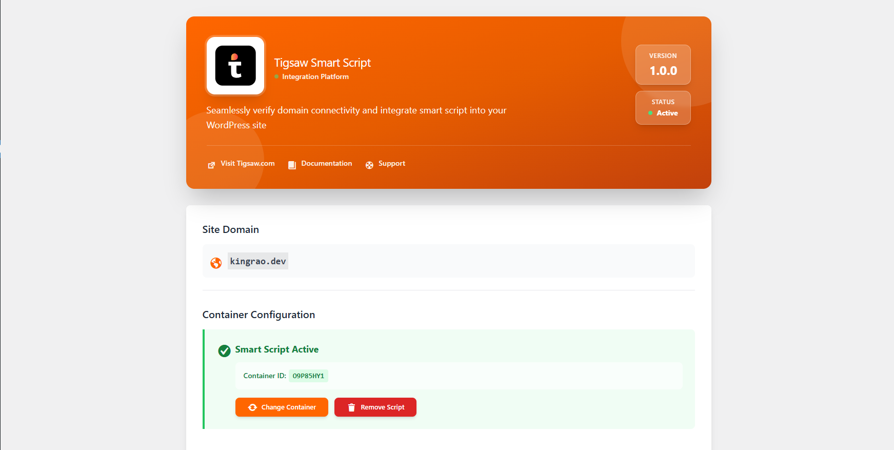 Modal popup for changing containers with dropdown selection