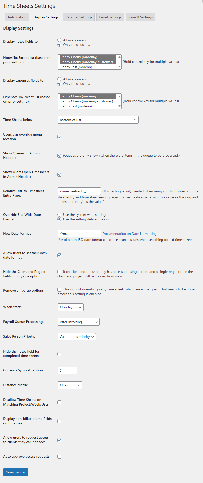 Employees granted access to a client
