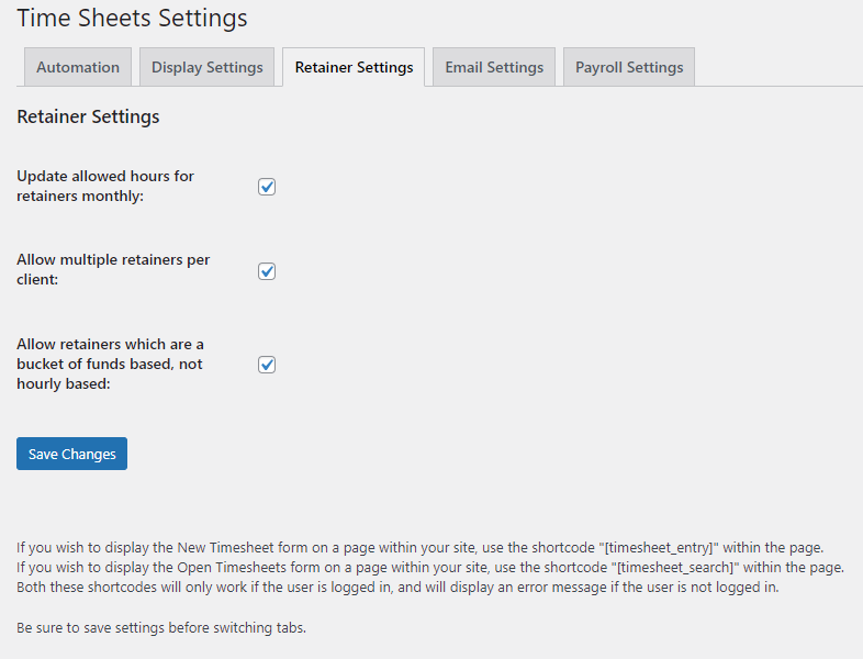 New Project settings
