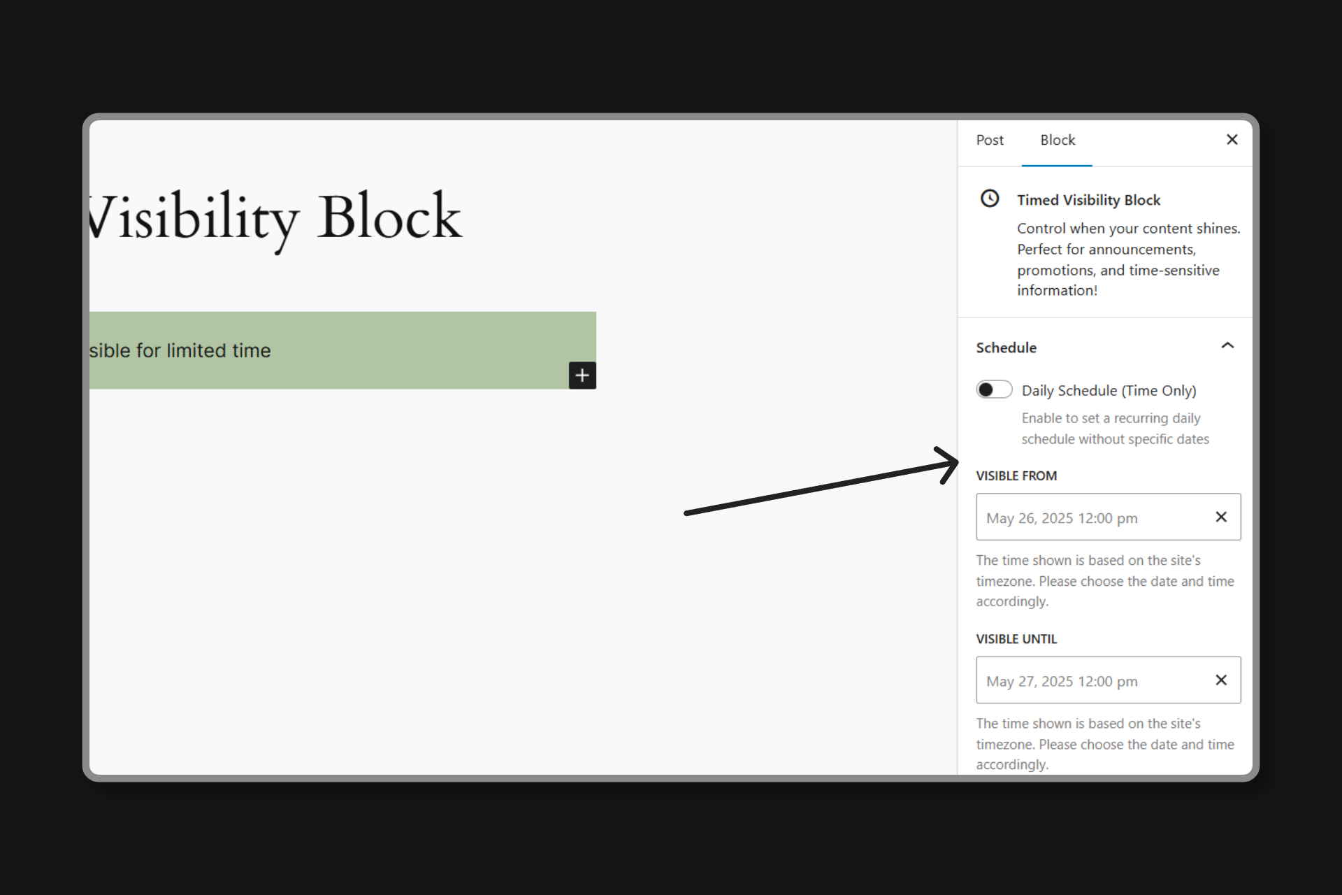 Configure block settings