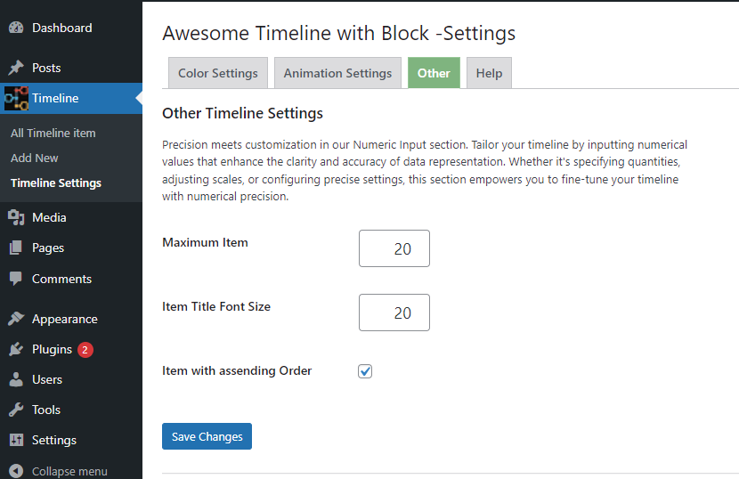 Other timeline settings