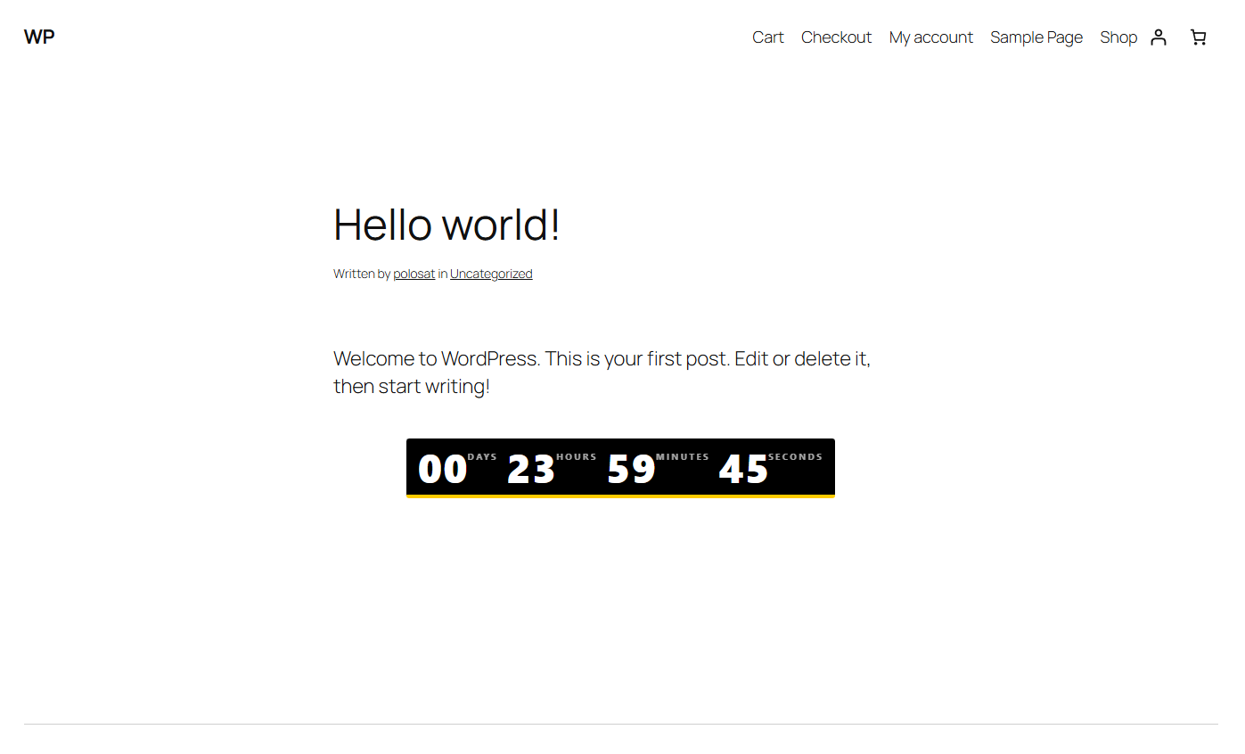 Standalone countdown embedded in post content.