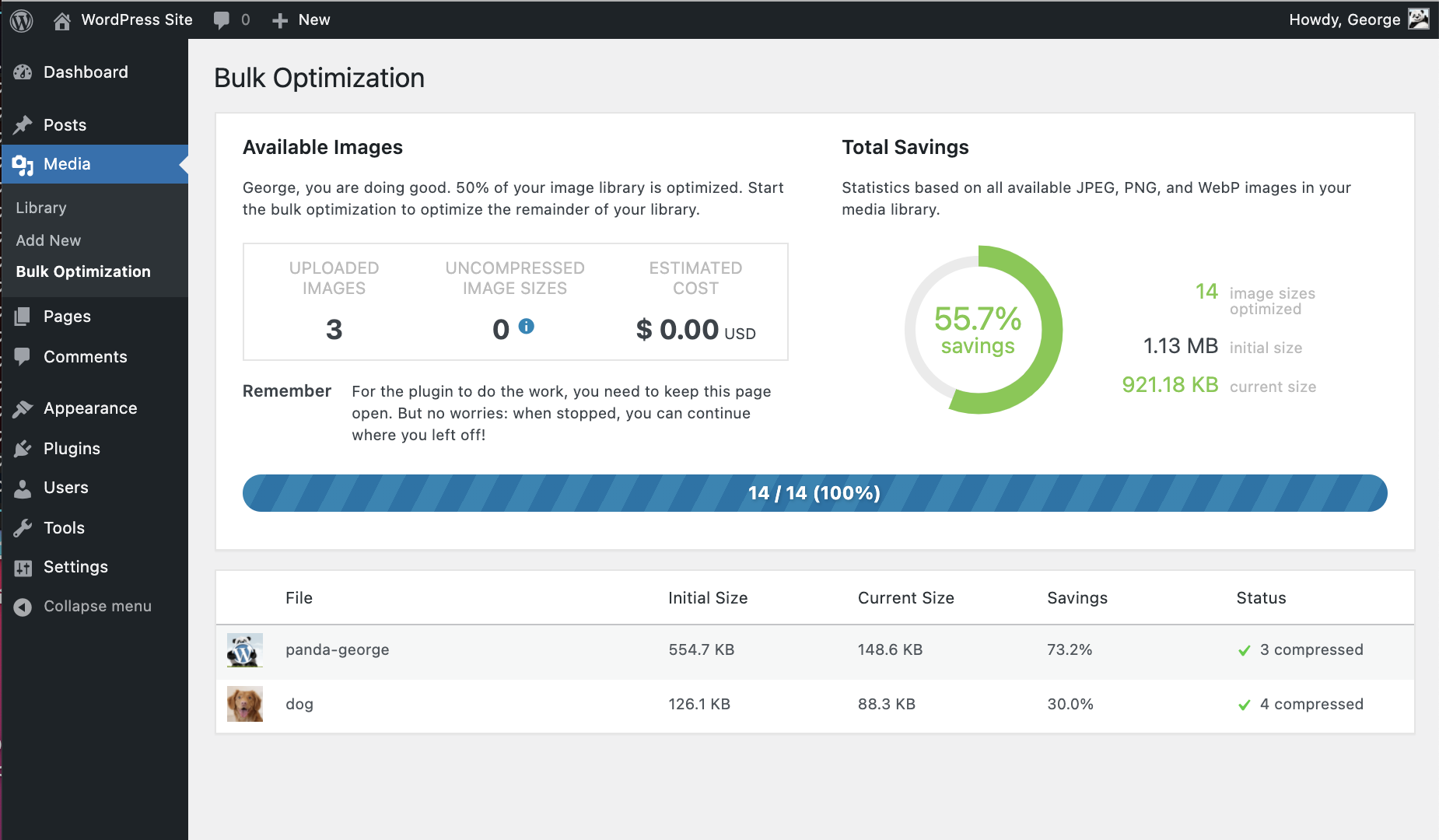 Last but not least you can also use Bulk Optimization to optimize your entire WordPress site.