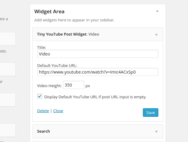 Tiny YouTube Post Widget Screenshot.