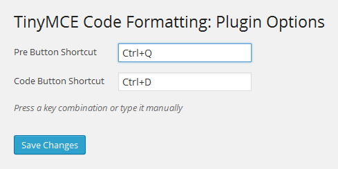 Plugin options page allows to select custom shortcuts.