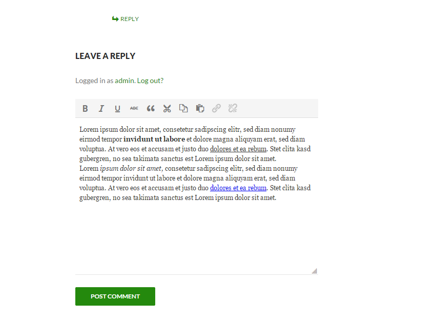 TinyMCE Comment Field with default options