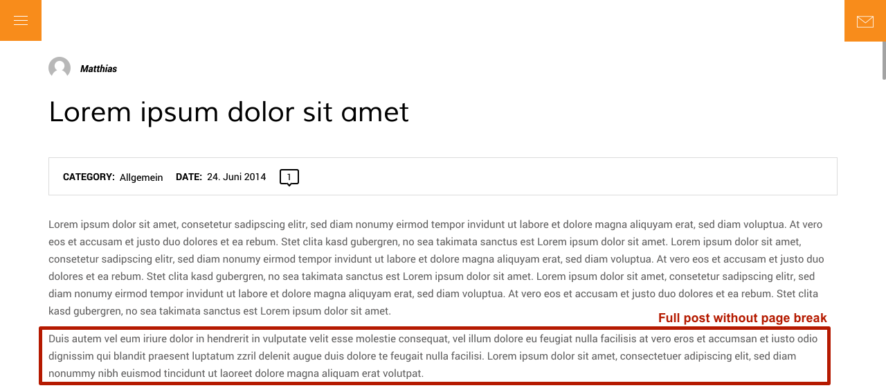 Your post without a page break. Now let’s insert one.