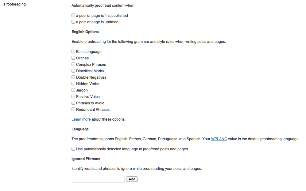 TinyMCE Spellcheck profile options
