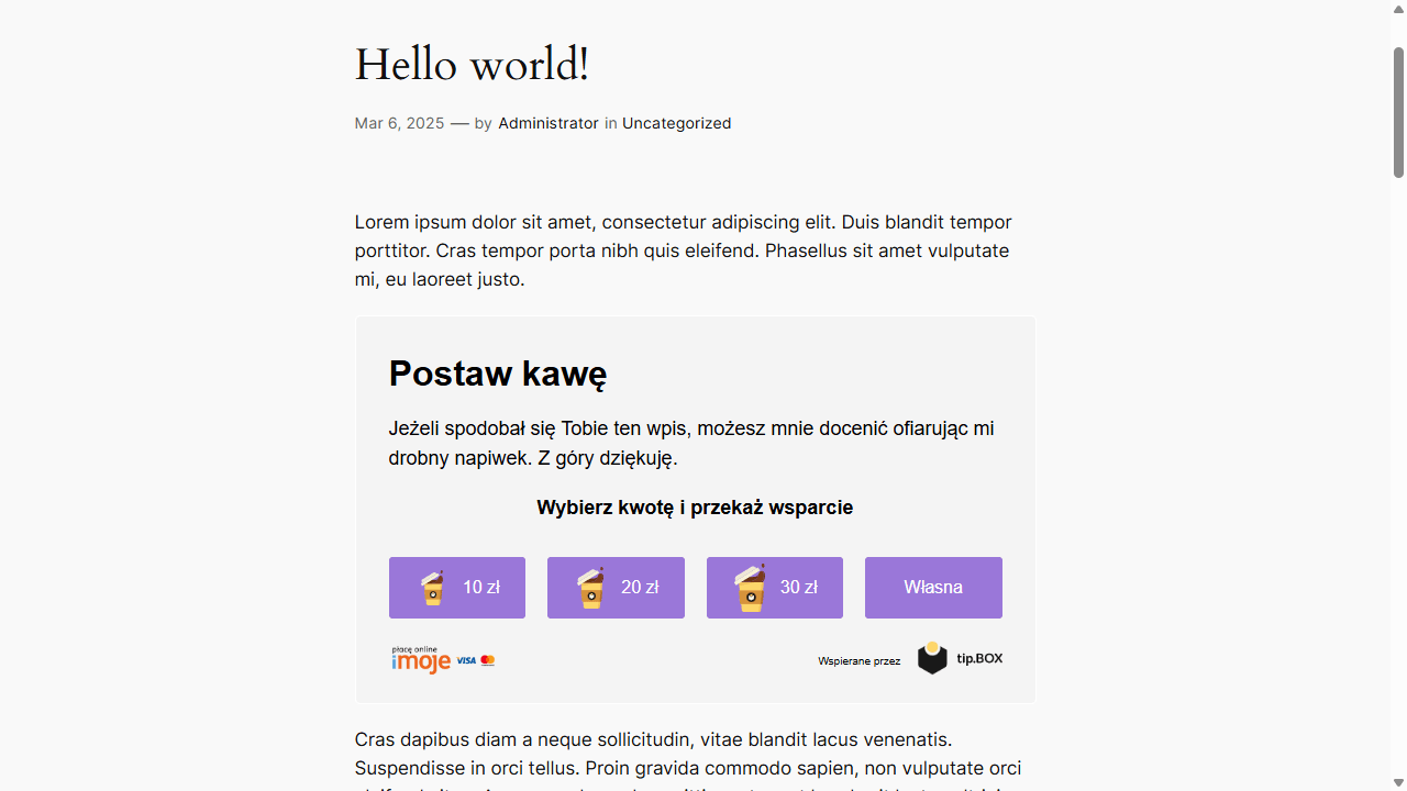 Przykładowy widżet tip box w treści posta