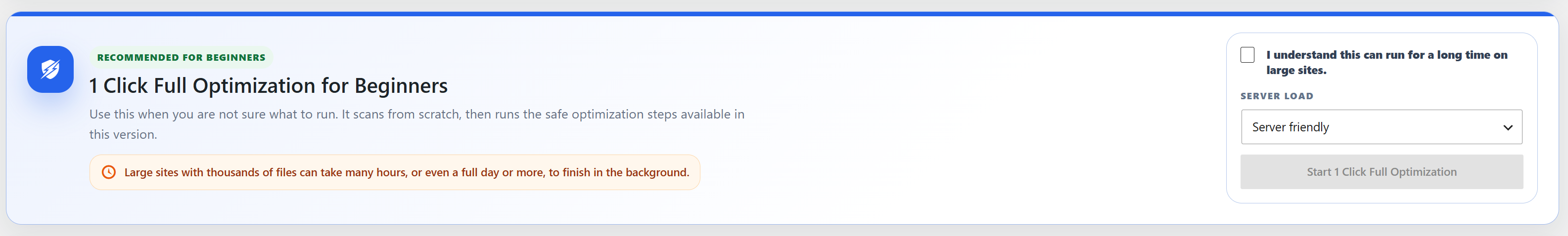 Unregistered uploads manager with discovered and ignored files, Media Library diagnostics, and recent background results.