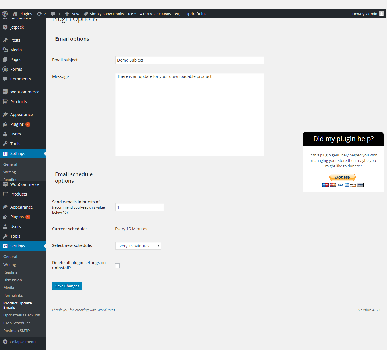Plugin Settings page.