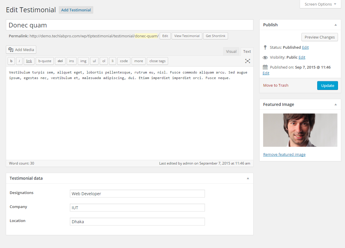 Create new testimonial