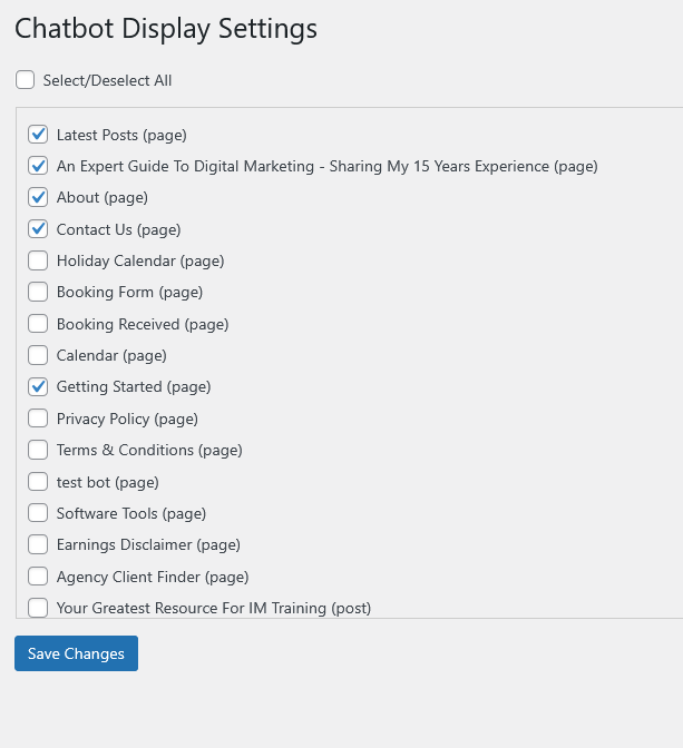 Chatbot Display options