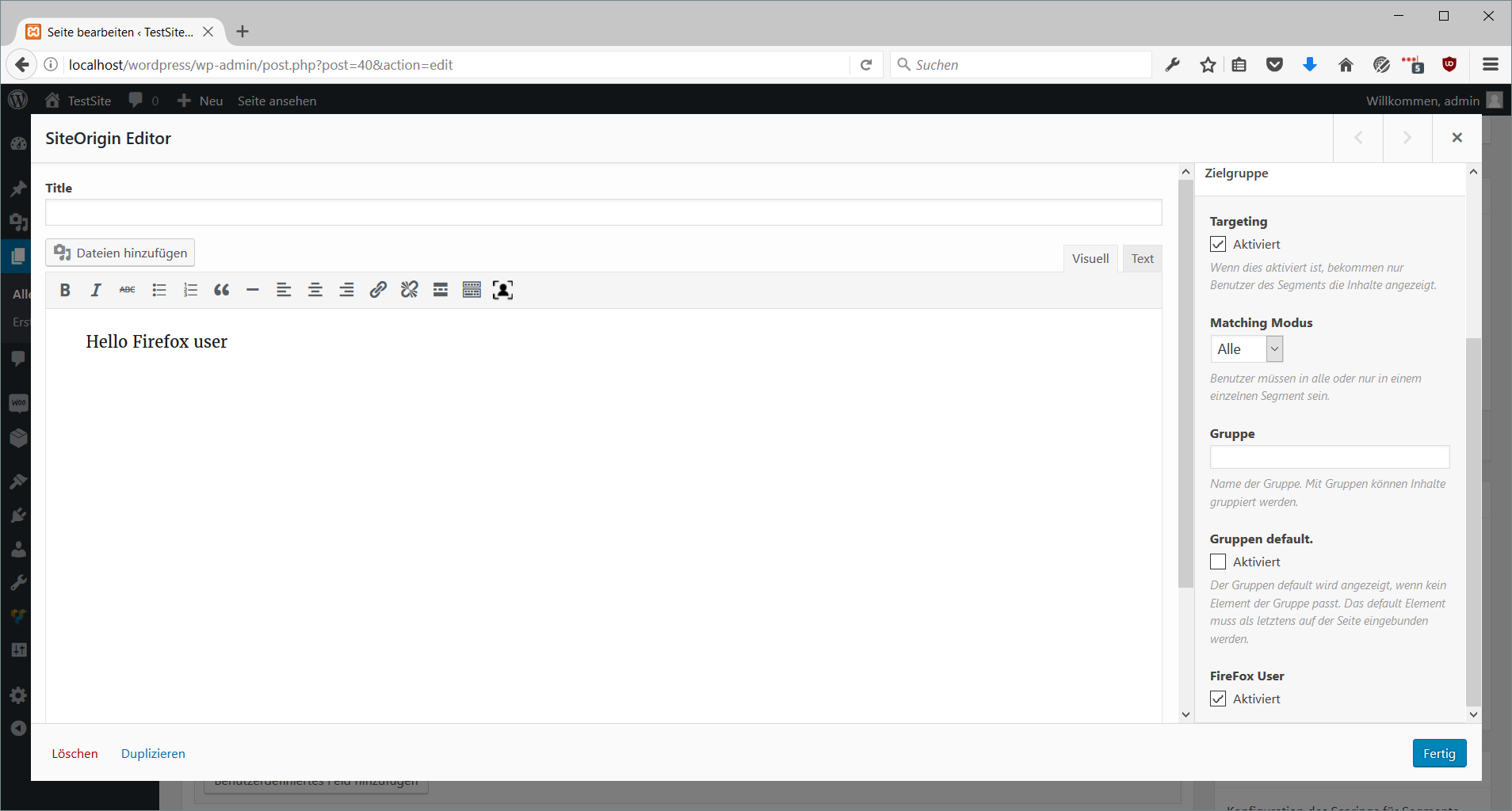 SiteOrigin PageBuilder integration