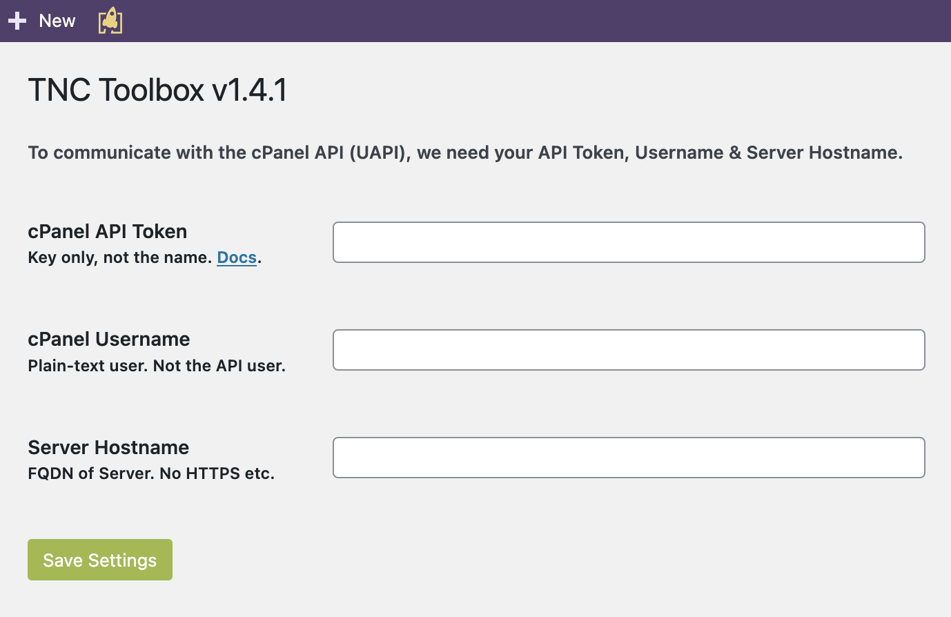 Configuration in the WP Admin GUI.