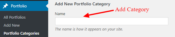Adding new Category to Portfolio post type, that will be shown as filter able button.