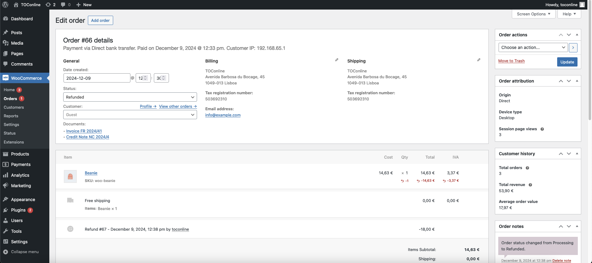 Generated document links