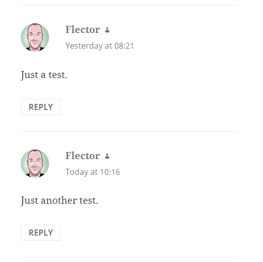 Example of relative dates for comments.