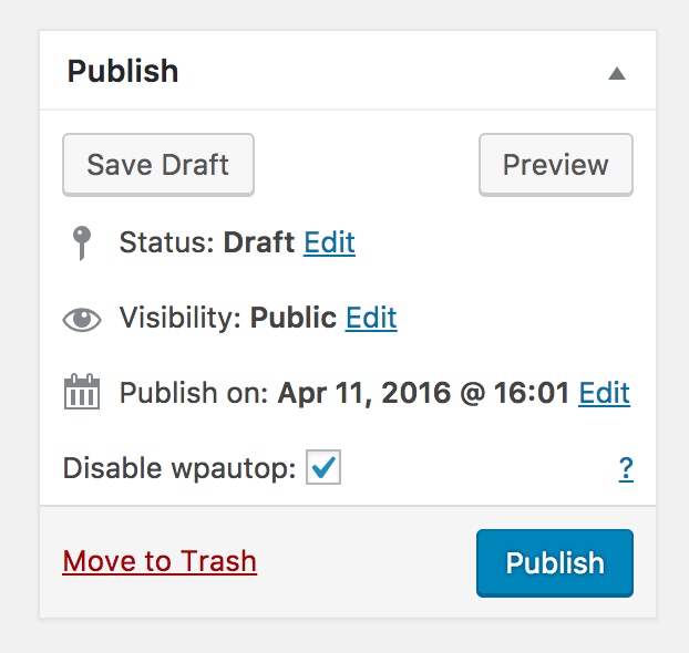 The disable wpautop checkbox on post edit screens.