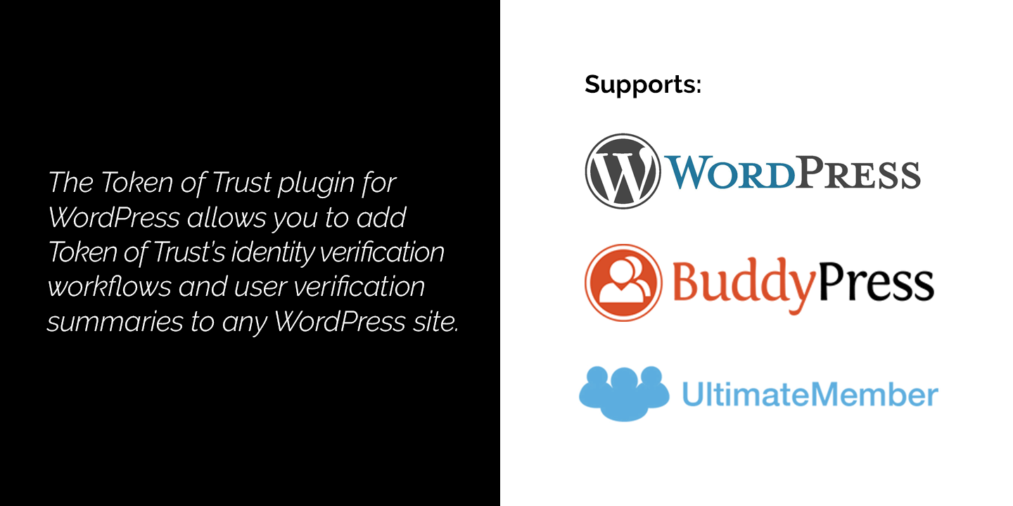 Token of Trust: AI-powered Age Verification, Identity Verification and KYC for WordPress works with WordPress core and integrates with popular Member Management Plugins.