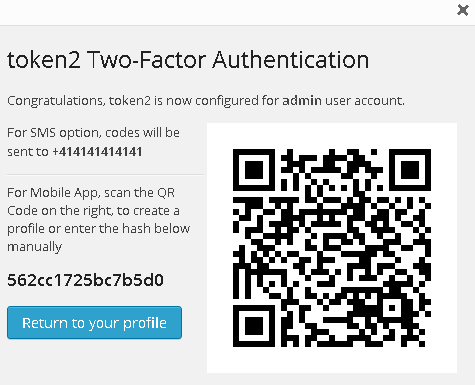 Enabling two-factor authentication on user's profile - QR code