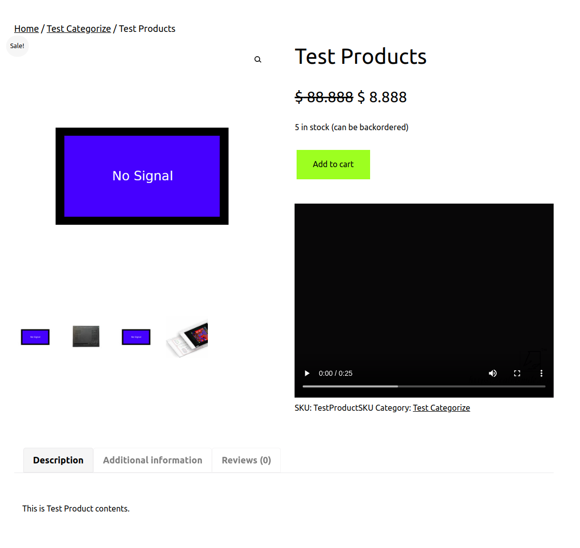 TomS Product video show after the add to card button