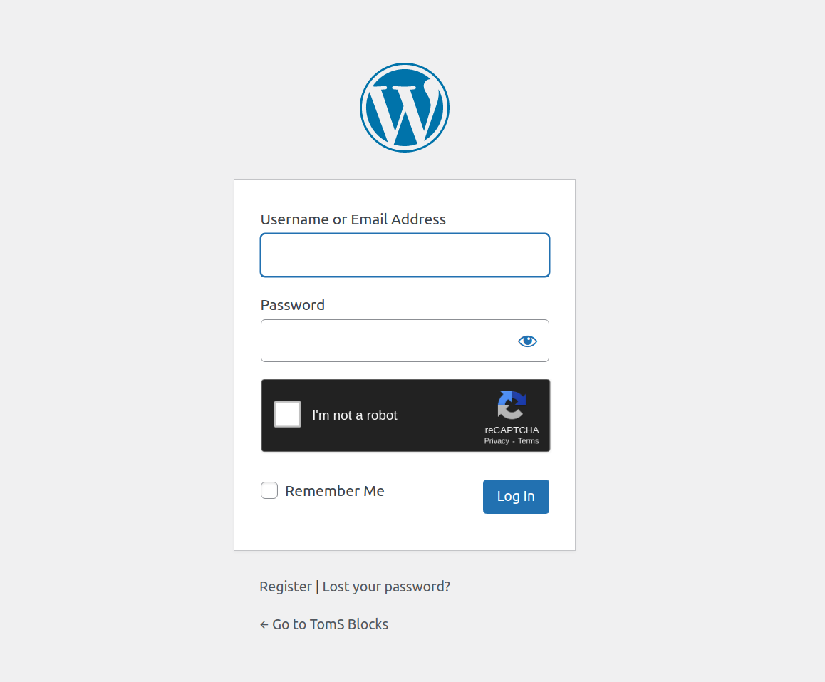 Wordpress default register form reCAPTCHA v2 Checkbox dark Theme
