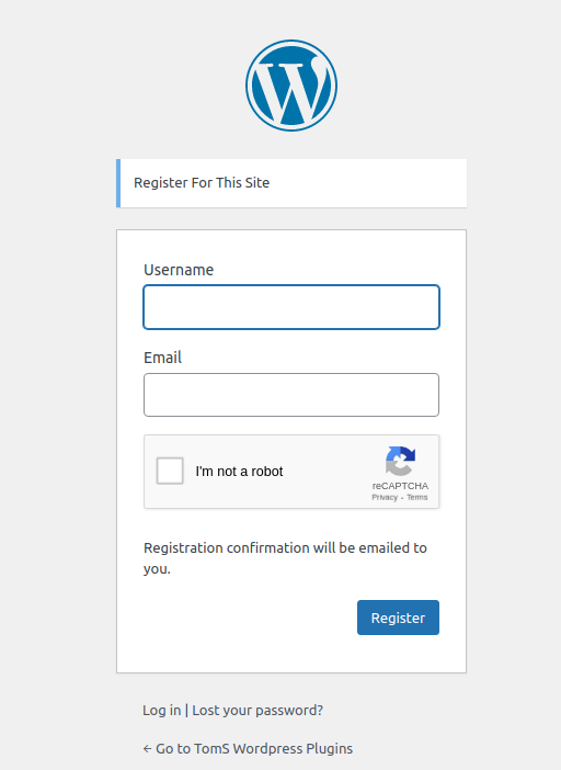 Wordpress default login form reCAPTCHA v2 Invisible Badge