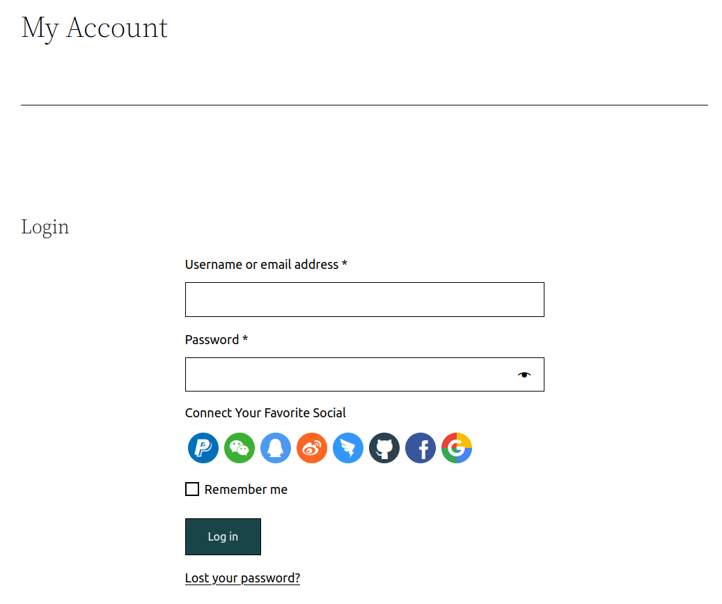 TomS Social login Binding button in Wordpress user profile page