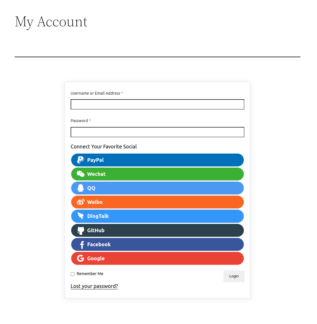 Rectangle style Ultimate Member login form