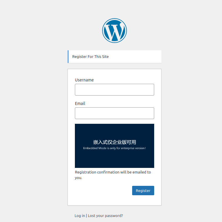 Wordpress default login form