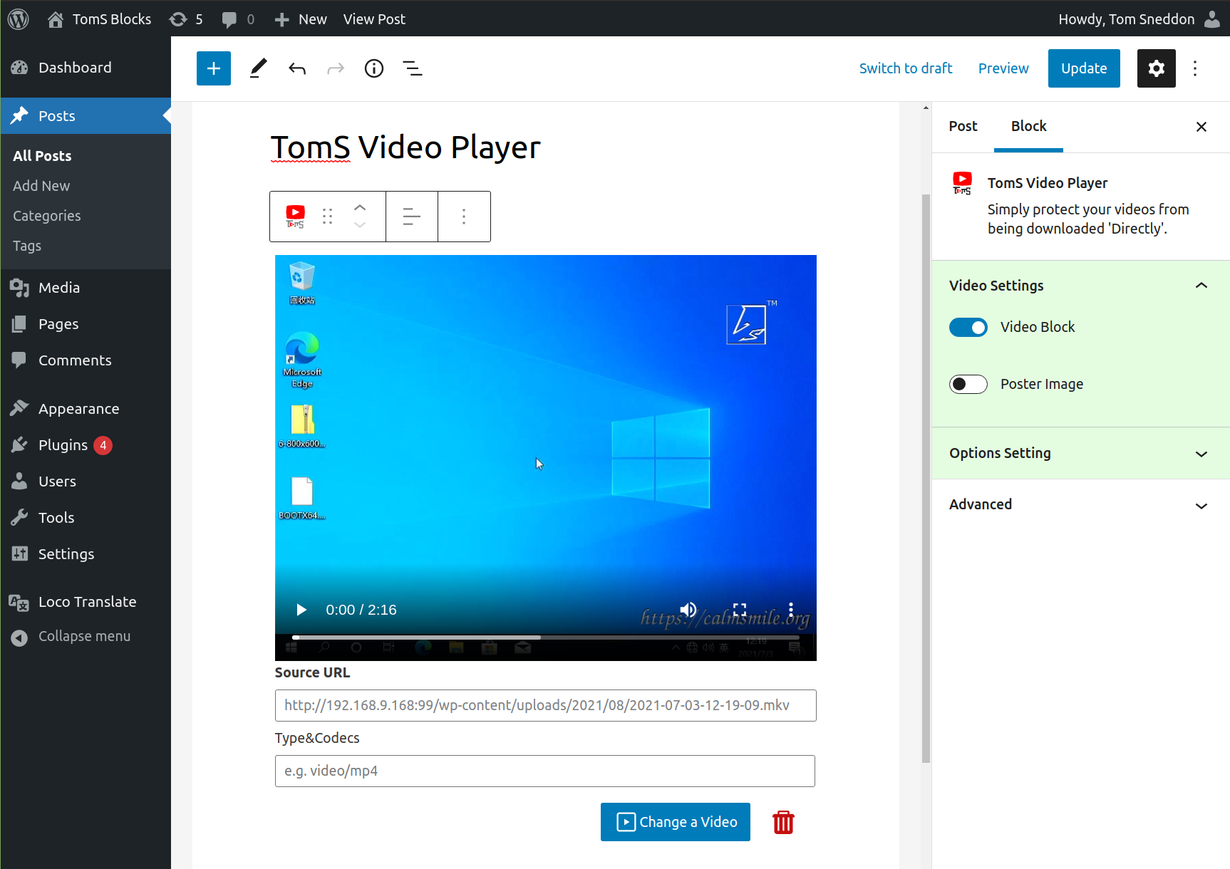 TomS Video Player block