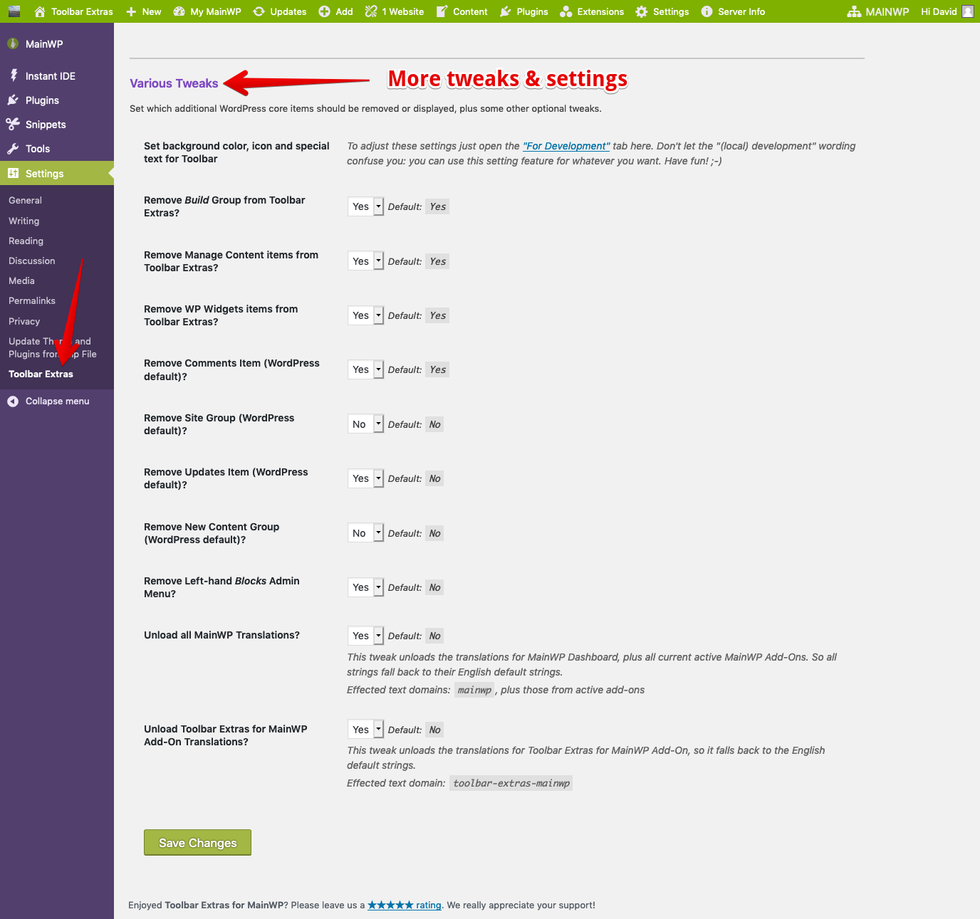 Manage your Child Sites - optionally list websites (adjustable via Add-On settings)