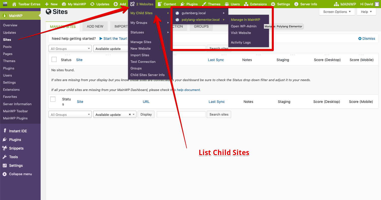 More tweaks and settings for MainWP from this Add-On