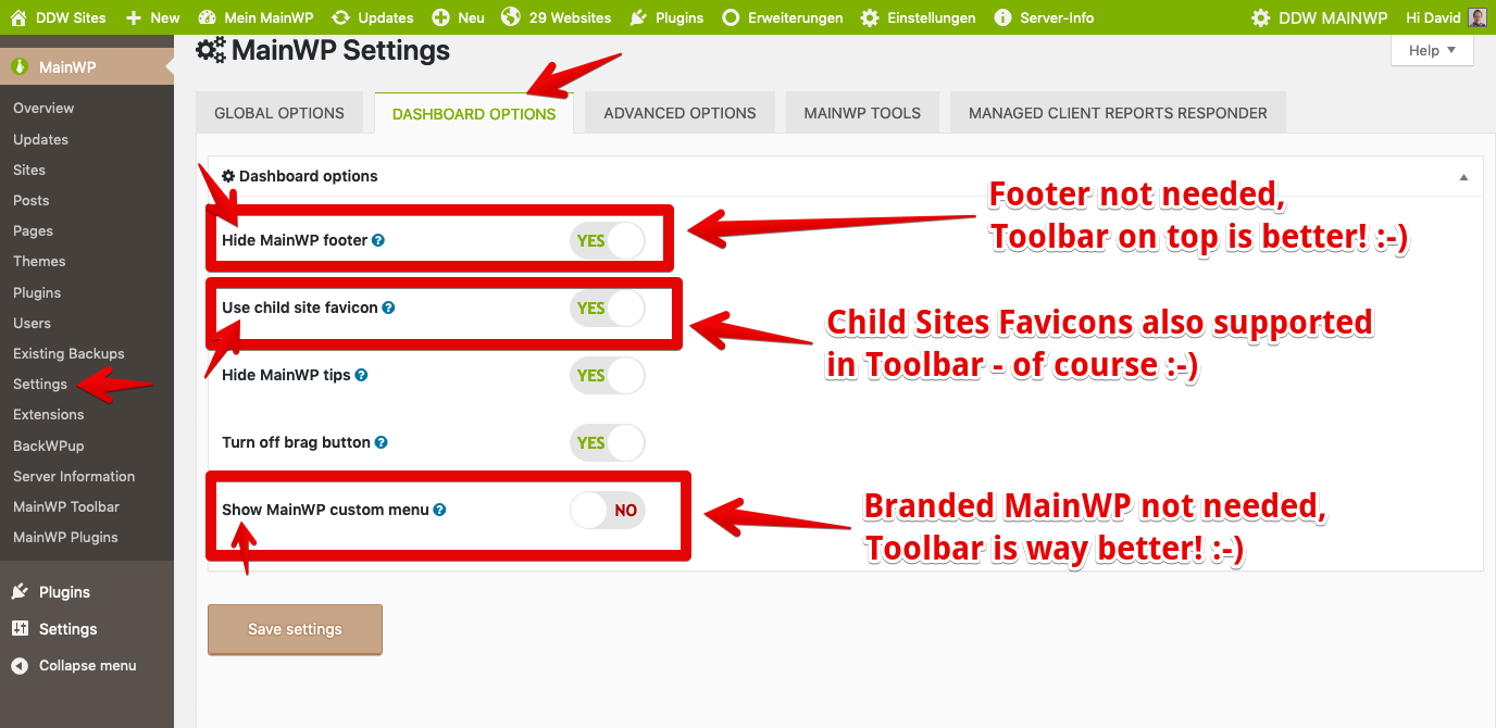 Filter all MainWP Plugins/ Extensions on WordPress' Plugins page
