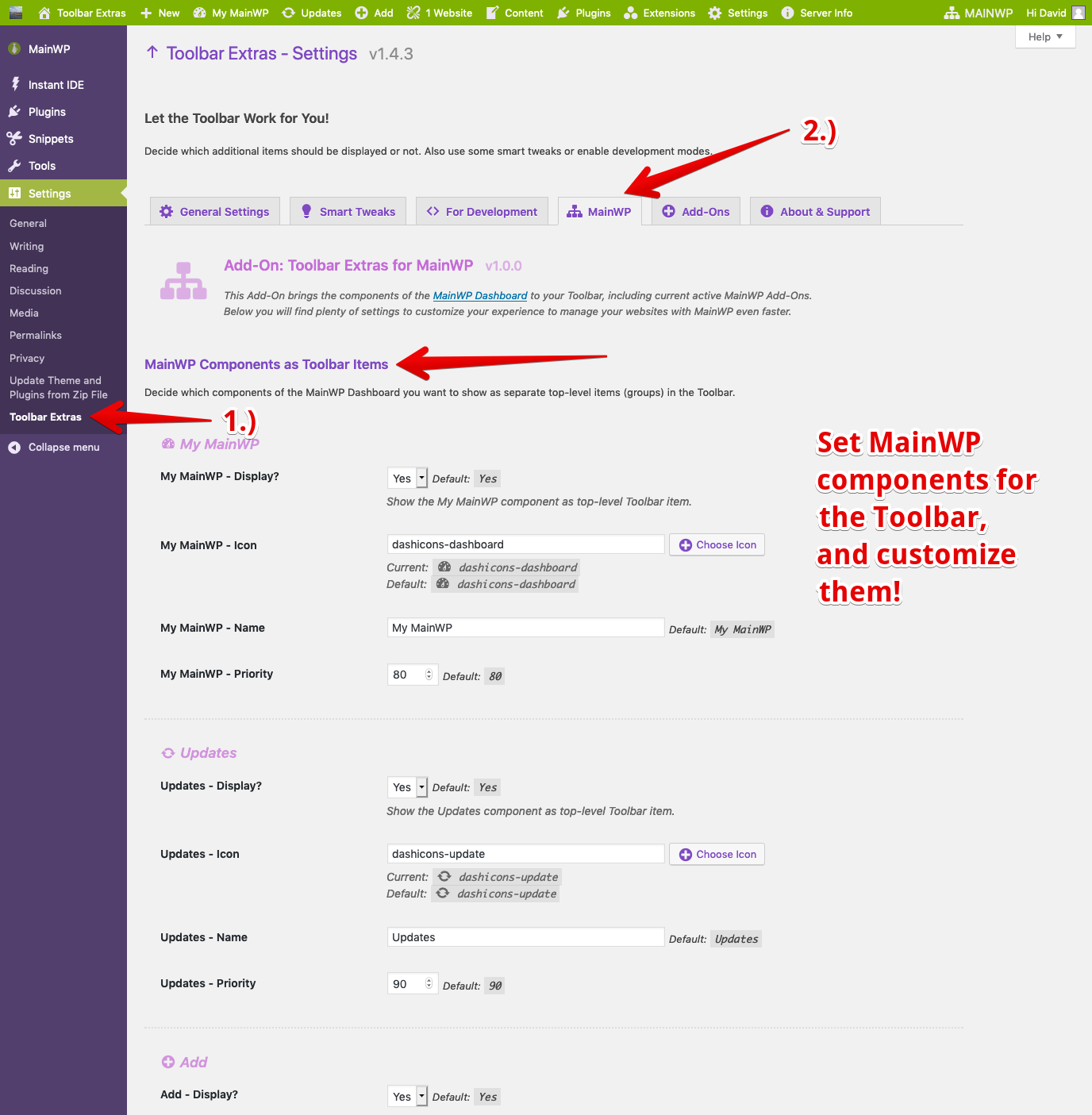 Plugin Manager suggestions for required and recommended plugins for your MainWP Dashboard installation