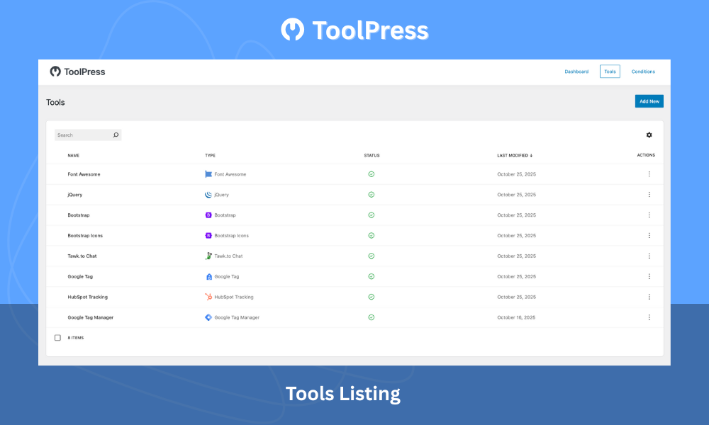 Tool Listing