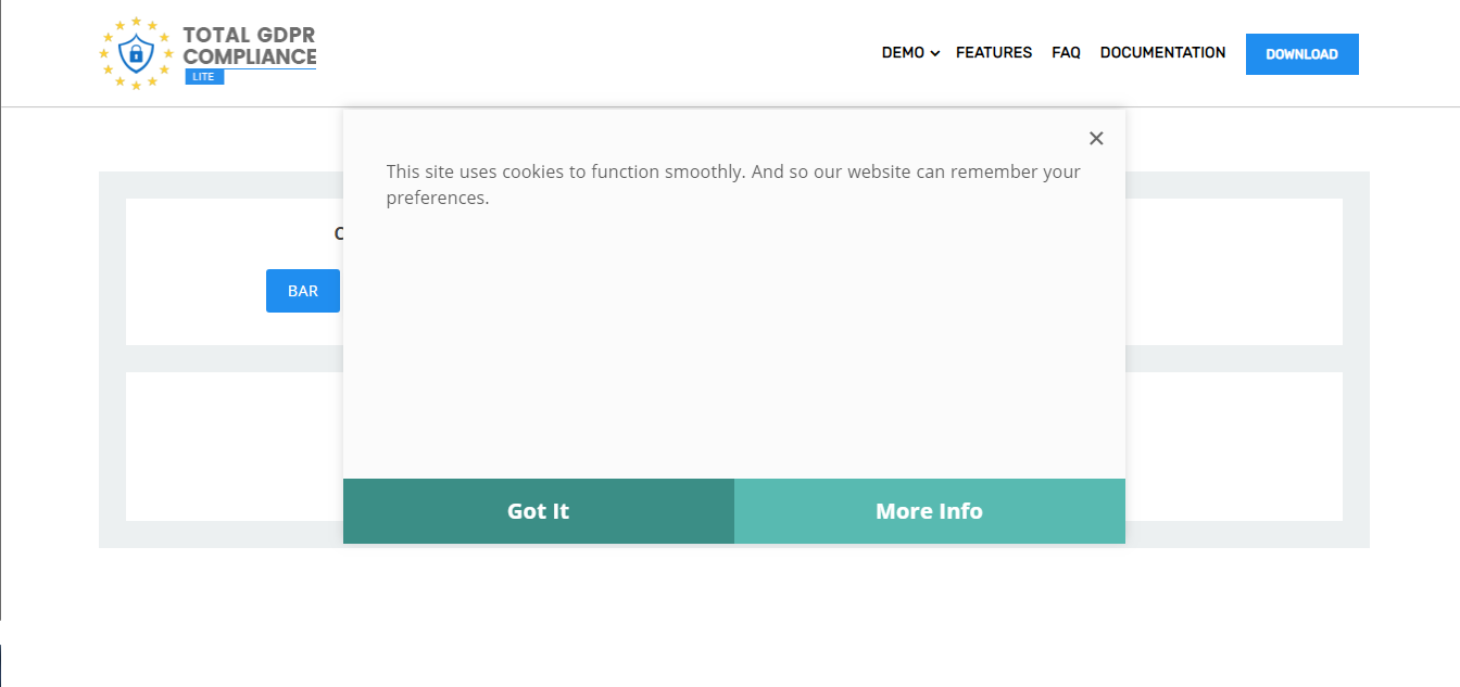 Screenshot-2: Screenshot for Popup Cookie Info Template 1.