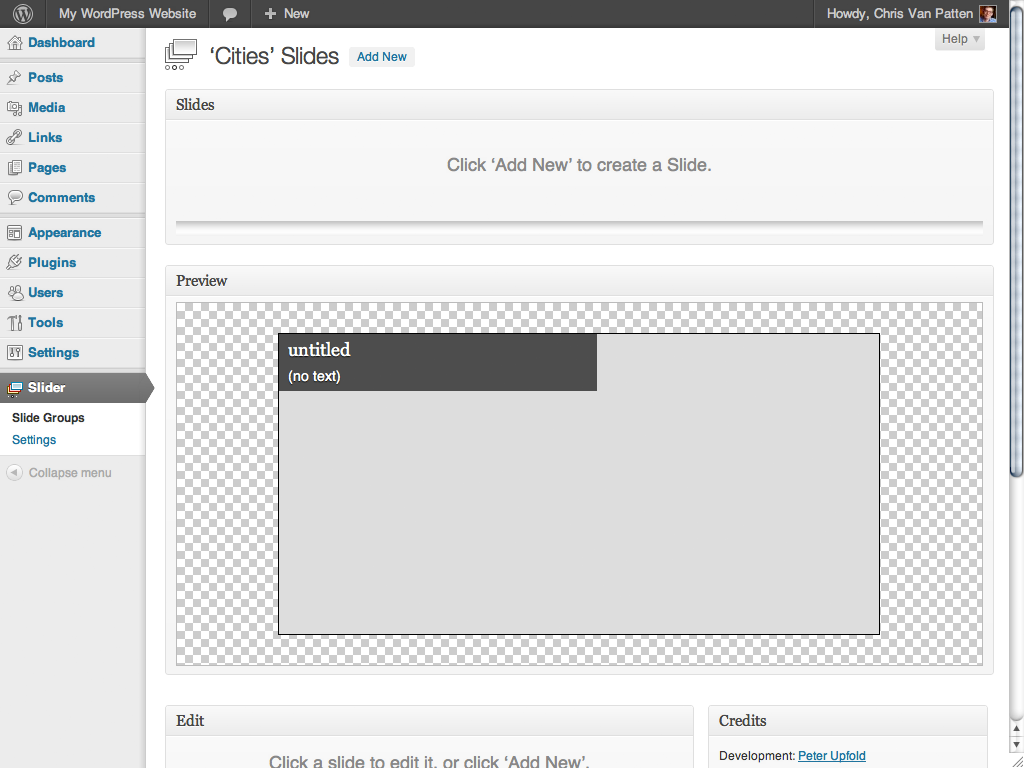 Getting started on a new slide group.