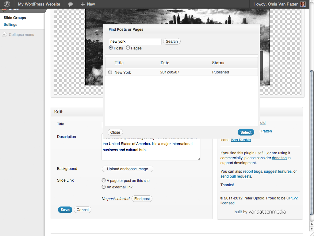 Link the slide to a page or post on your site easily.