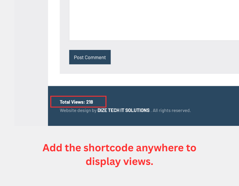 Front-end display in sidebar using `[total_views]`.