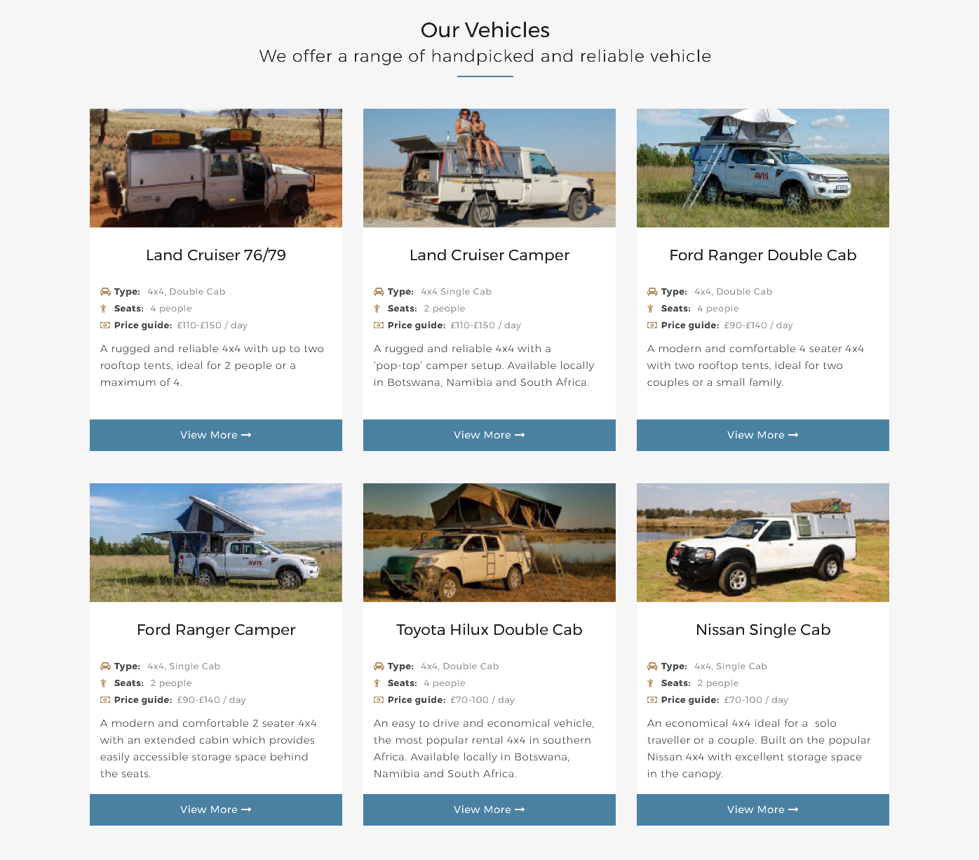 Vehicles main page