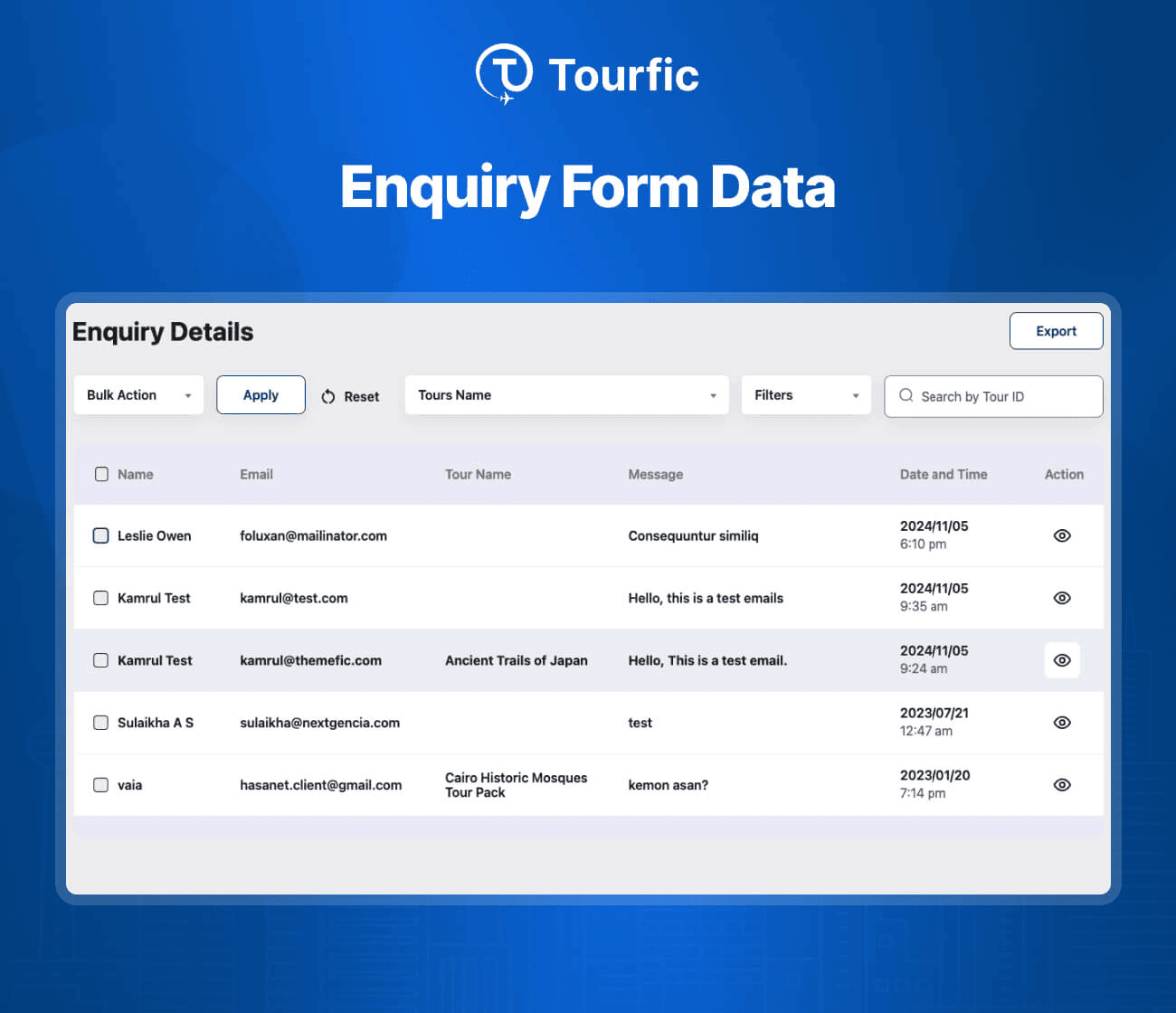 Tourfic Settings Panel