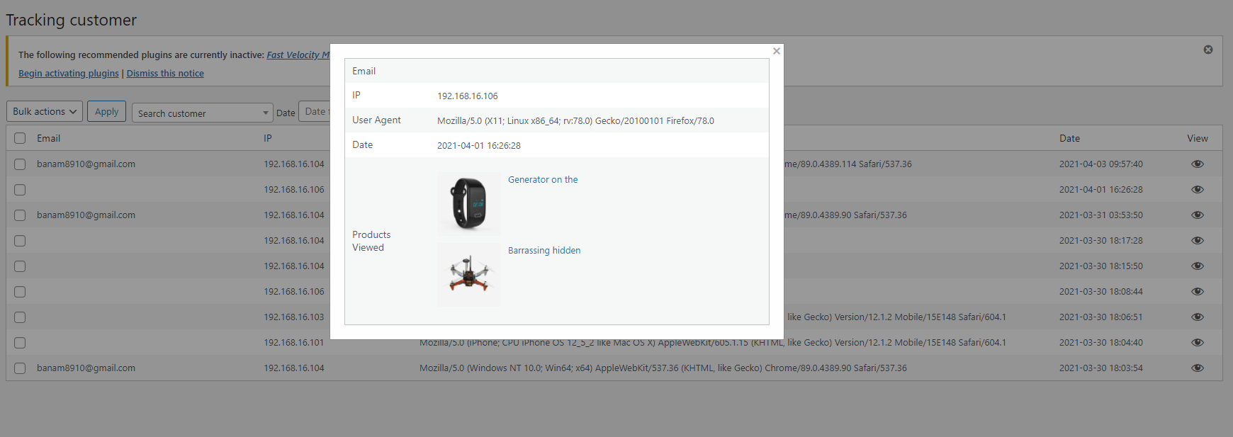 Tracking customers