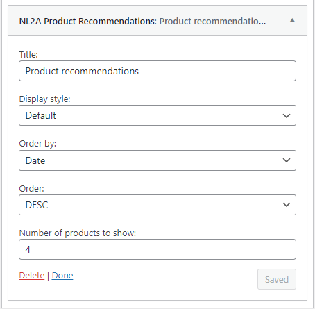 Widgets product recommendations