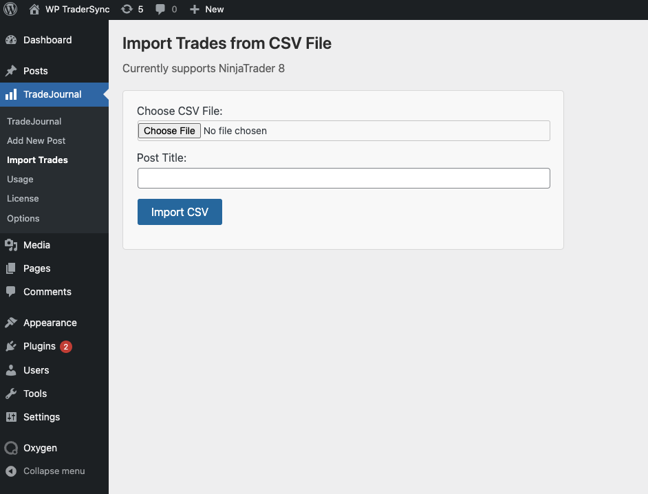 **CSV Import** - Import trades directly from NinjaTrader CSV files.