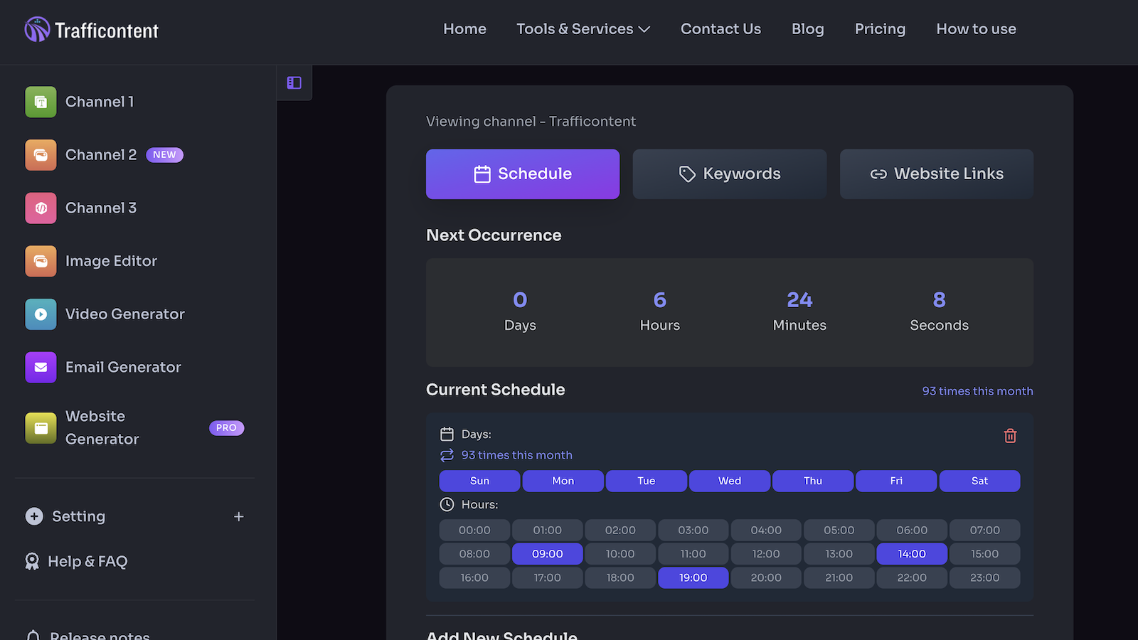 Blog auto-post schedule panel