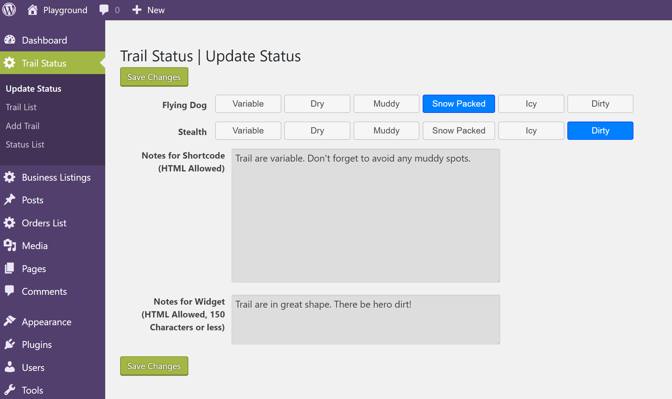 Updating the Status of the Trails