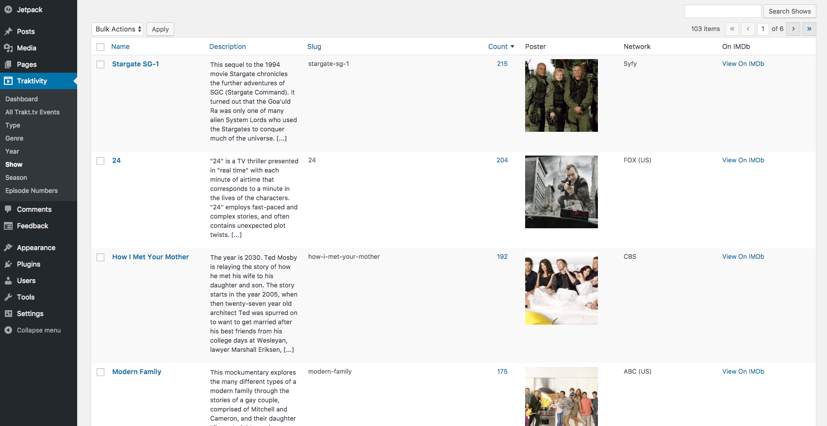 Sort: you can then search and sort everything.