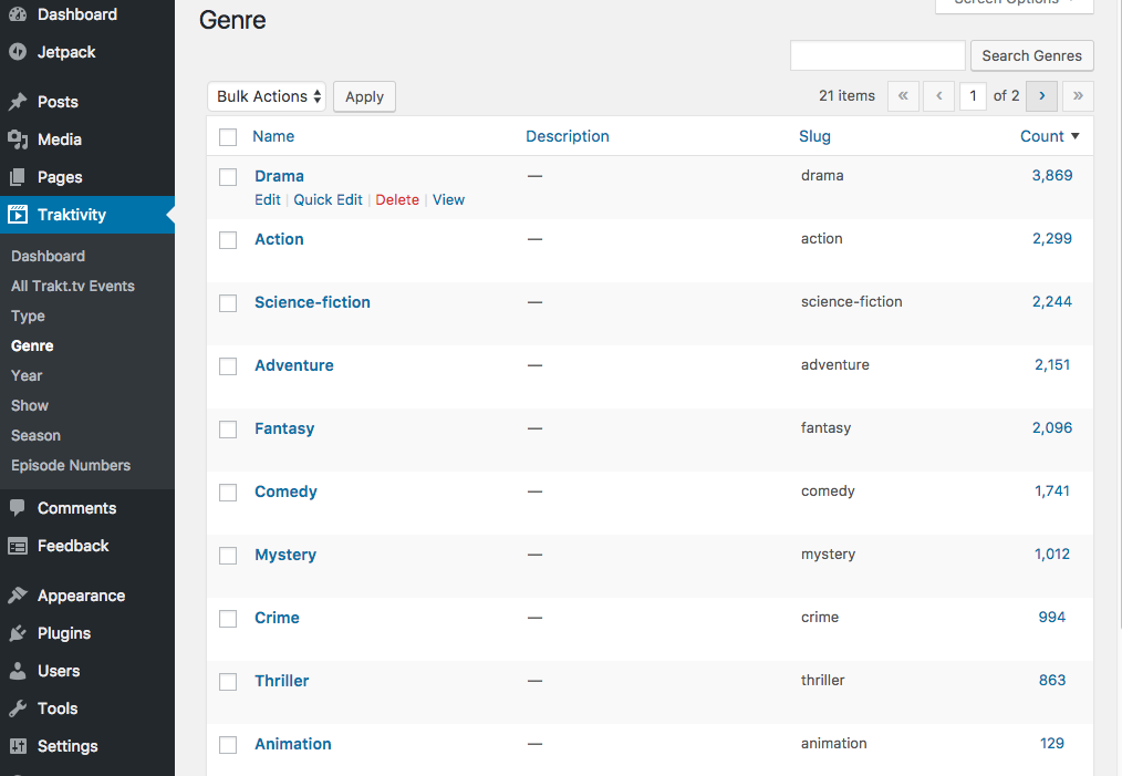 Genres: Multiple details are logged for each event, like the movie or show's genre.